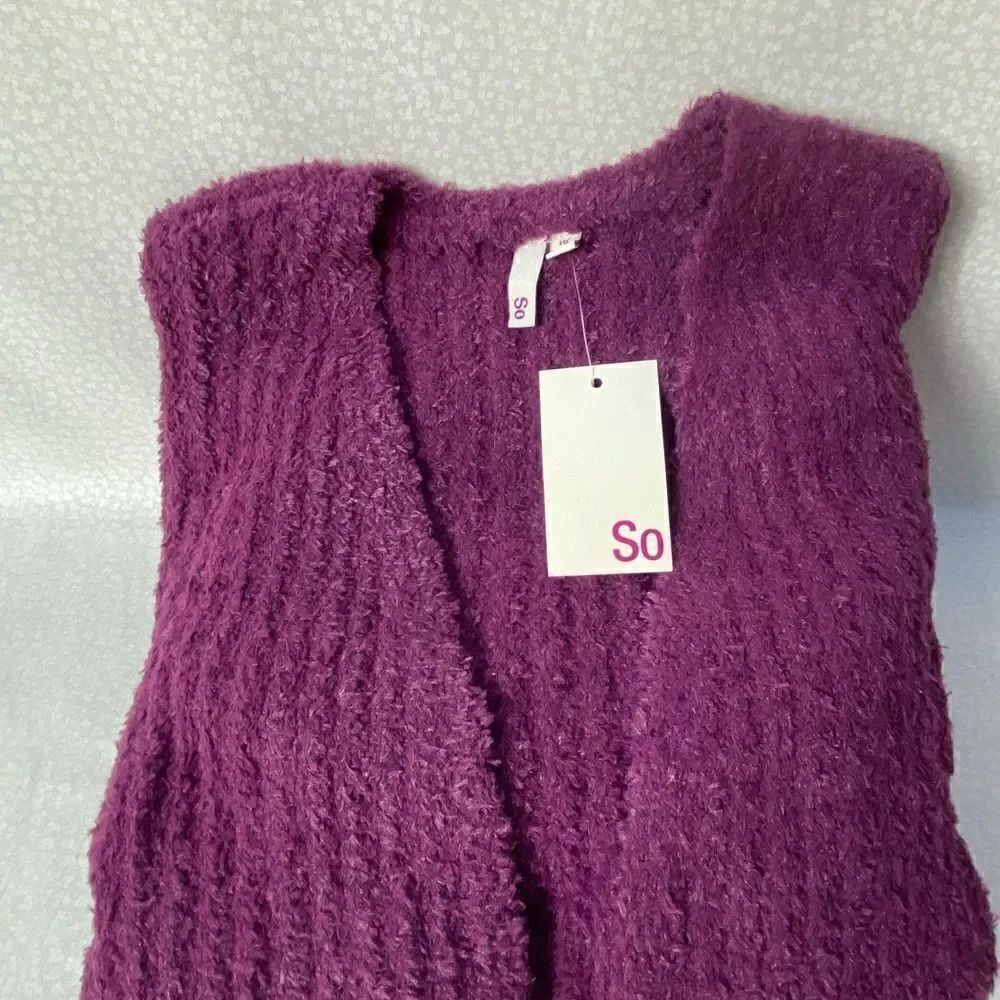 SO Girl’s Plus Size Mauve Open Front Cardigan - Picture 6 of 8